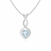 ANGARA Aquamarine Infinity Heart Pendant Necklace with Diamonds in White Gold - £312.67 GBP