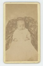 Antique CDV Circa 1870s Adorable Little Baby in White Dress Hall Schuyler, NB - £7.41 GBP