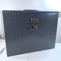 Vintage ACORN Metal File Storage Box Lock Key Art Deco silver grey fileb... - $40.00