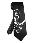 Eddie Van Halen tie black satin silk hand-painted necktie - $28.00
