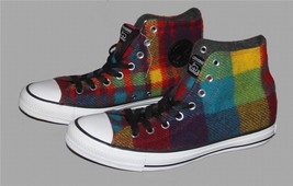 Converse WOOLRICH Wool Bright Plaid Lined Hightop Shoes Unisex M-8.5/W-1... - $68.99