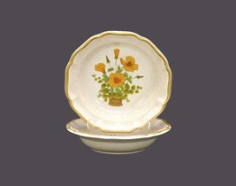 Mikasa Petunias EC401 rimmed stoneware soup bowls. Garden Club stoneware... - $45.90