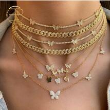 18K Gold Plated Butterfly Stacking Clavicle Chain Necklace - $185.27 MXN+