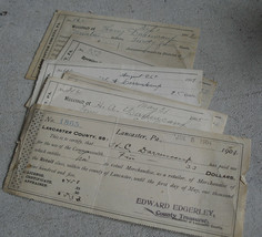 Lot of 7 Vintage 1904 - 1907 Lancaster County PA Tax Receipts - £14.01 GBP