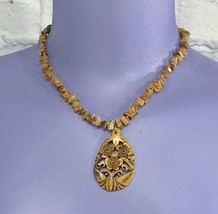 Primitive Hook Loop Retro Stones Long Hippie Boho Women&#39;s Necklace Pendant - £15.53 GBP