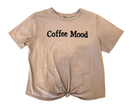 Charlotte Russe Crop Top Womens Medium M Taupe Coffee Mood Front Tie Soft SS - $14.73