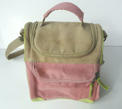 Soft Cooler Tote Bag Pink Vtg Lunch Picnic Compartments Zipper pulls - £7.85 GBP