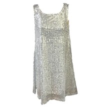 Haoduoyi Dress Silver Sequins Sleeveless Lined Women Size Small Retro Sexy - $18.28