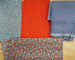 Sewing Lot Cotton Quilting Craft Fabric Strawberry Calico Red Blue Tone ... - $19.79