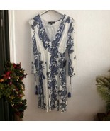 Lulus Dress Size XS Blue White Paisley V Neck Flowy Maxi Shoulder Cut Ou... - £33.92 GBP