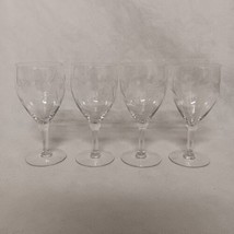 Tiffin Franciscan Marie Wine Glasses 4 Etched Crystal Stem #018 6.5&quot; Tall x 3&quot; - £38.50 GBP