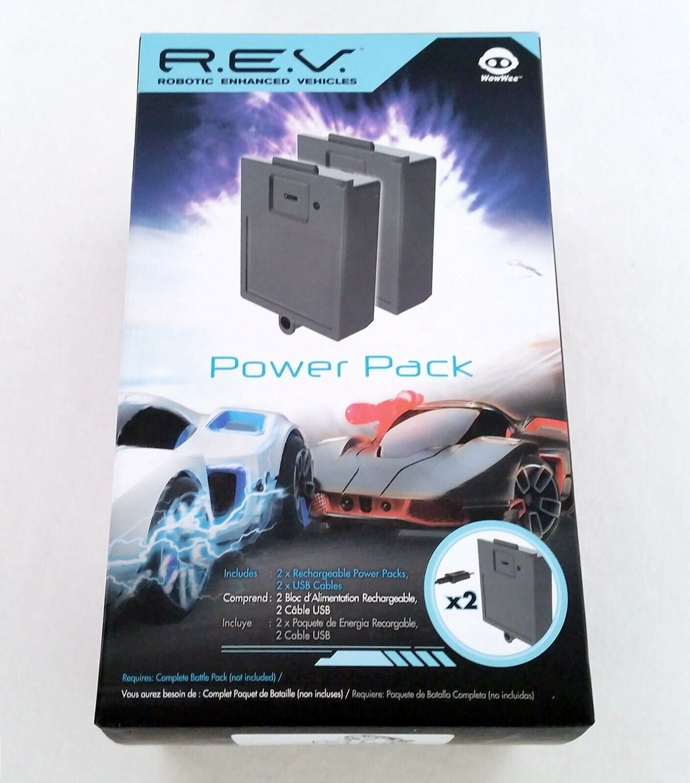 REV Robotic Enhanced Vehicles Power Pack by WowWee 2 Rechargeable Packs USB - $9.72