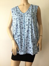 NEW LANDS&#39; END Blue Floral Sea Breeze Trimmed Sleeveless Tank Top (Size 2X) - £15.91 GBP