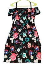Guess Womens Black Embroidered Floral Lace Cold Shoulder Lined Mini Dres... - $24.00