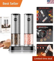 Elegant Electric Salt and Pepper Grinder Set - LED Light &amp; Adjustable Co... - $49.50
