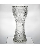 American Brilliant Ideal Floral Starburst Cut Corset Vase, Antique ABP c... - £59.32 GBP