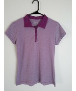 Columbia Sportswear Purple &amp; White Stripe Short Sleeve Polo Shirt Women ... - $293.89 MXN