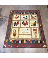 Patch Magic Hand Appliqued Quilted Rooster Throw 50&quot;W x 60&quot;L - $90.00