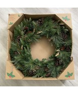 32&quot; Pre-Lit 50 LED Timer Lights Artificial Christmas Wreath - NOB Distre... - £54.21 GBP