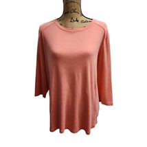 Eddie Bauer Coral Pink 3/4 Sleeve Relaxed Fit Top Casual Comfort Spring Summer - $14.84