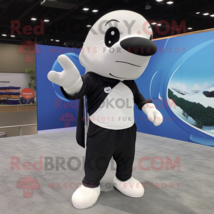 White Killer Whale mascot costume character dressed with a Overalls and Shoe lac - £1,000.91 GBP