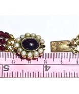 natural Garnet pearl seed halo jeweled sterling clasp with gold gilt Nec... - $15,023.02 MXN