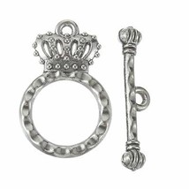 Crown Toggle Clasps Antiqued Silver Bracelet Necklace T Clasps 4 Sets Findings - £3.41 GBP