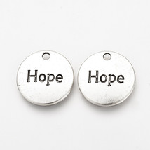 5 Hope Charms Antiqued Silver Word Charms Inspirational Pendants Jewelry Supply - £2.75 GBP