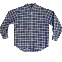 Sedgefield Button Down Shirt Men L Blue Plaid Wrinkle Resistant Preppy C... - $16.10