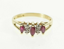 1.50Ct Marquise Cut Pink Ruby &amp; Diamond Engagement Ring 14k Yellow Gold Finish - £62.26 GBP