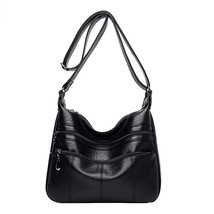 Double Zipper Design Women Shoulder Bag Solid Color Striped Crossbody Bag for Wo - £41.25 GBP