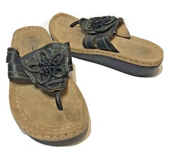 Cliffs White Mountain Womens Size 6 Brown Flower Thong Wedge Sandals  - £6.47 GBP