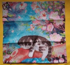 Cat on a Branch and Spring Flowers Cushion Cover (Pillow Cover) - £4.15 GBP