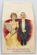 Vintage Raphael Tuck Stand-Up Bi-Fold Valentines Card Dapper Couple 3.5&quot; x 6.75&quot; - £18.14 GBP
