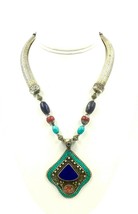 Vintage Nepal Tibetan Necklace Turquoise  Nepalese Ethnic Lapis Tibet Handmade - £22.61 GBP
