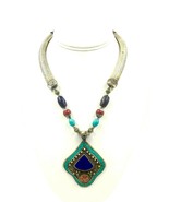Vintage Nepal Tibetan Necklace Turquoise  Nepalese Ethnic Lapis Tibet Ha... - £22.68 GBP