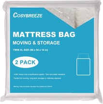 [2-Pack] Mattress Bag for Moving, Mattress Storage Bag, 4 Mil Twin, 54 x 96 Inch - £31.49 GBP