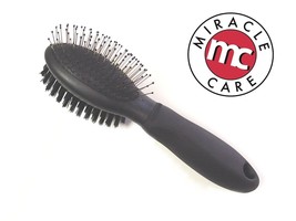 Pet Grooming Ergonomic Dog Cat Miracle Coat Double Sided Wire Pin/Bristle Brush - £9.58 GBP