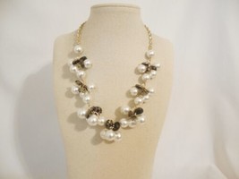 INC International Concept 18&quot; Gold Tone Simulated Pearl &amp; Disc Necklace F487 $44 - £16.69 GBP