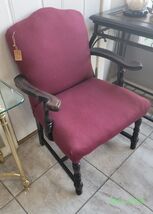 Vintage Jacobean Armchair Livingroom Chair – Maroon - $77.00