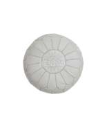 Moroccan leather Pouf, round Pouf, berber Pouf, Grey Pouf with Grey embroidery b - $69.00