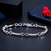 Pera Designer Gorgeous Cubic Zirconia Women Elegant X Cross Link Chain Bracelet  - £11.55 GBP
