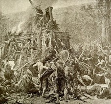 Iron Age Chief Funeral 1903 Wood Engraving Worlds People History Print D... - $39.99