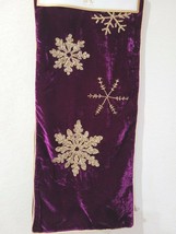 Christmas Rachel Ashwell Velvet Purple Gold Snowflake Table Runner 13&quot; x 72&quot;  - £47.73 GBP