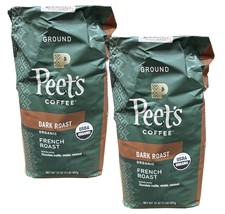 2 Packs  Peet&#39;s Organic Ground Coffee French Dark Roast 32oz 2Lb - £33.80 GBP