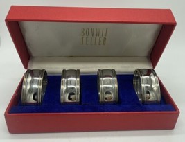 Bonwit Teller Metal Napkin Rings Lot Of Four In Box Vintage - £18.45 GBP