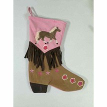 Carstens Cowgirl Christmas Stocking Western Boot 19” Ultra Suede Horse F... - £14.05 GBP