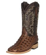 Mens Brown Cowboy Boots Leather Crocodile Back Print Western Wear Square... - $166.63 CAD