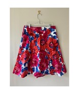 Talbots Red Blue Floral A Line Midi Skirt Side Pockets Zip Closure Summe... - $400.10 MXN