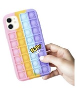 Colorful Pop It Phone Case iPhone 12/12 Pro Push Pop Bubble Silicone Cas... - $8.99